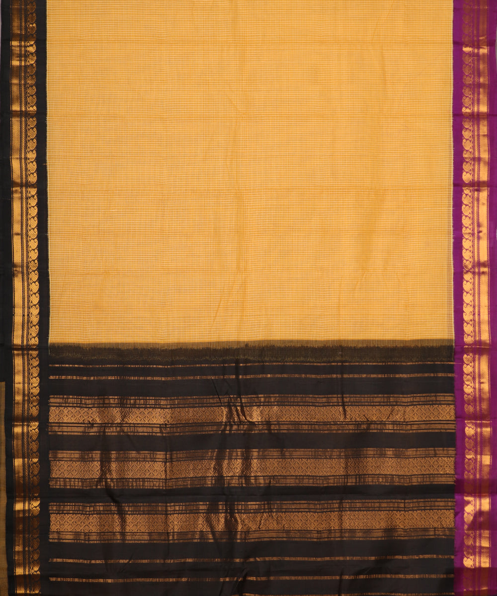 Amber orange color handloom Gadwal cotton saree