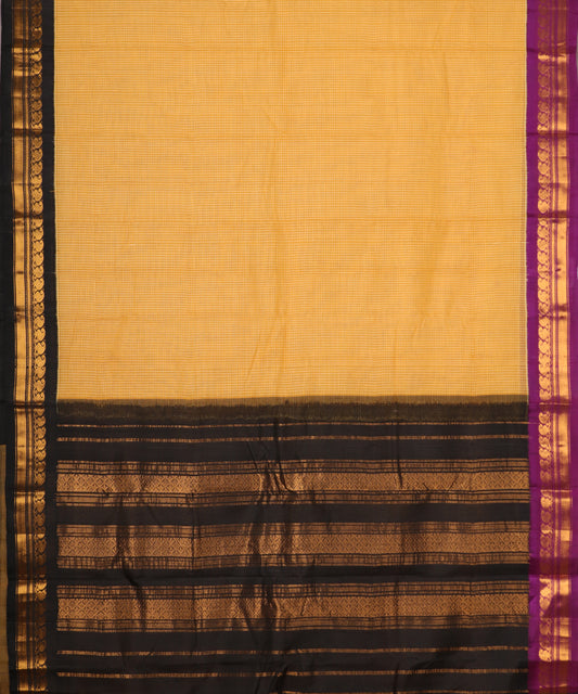 Amber orange color handloom Gadwal cotton saree