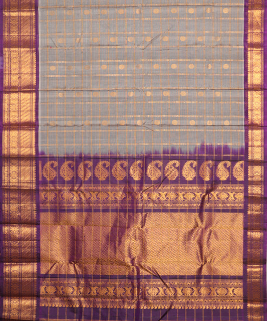 Mink gray color Handloom Gadwal sico saree