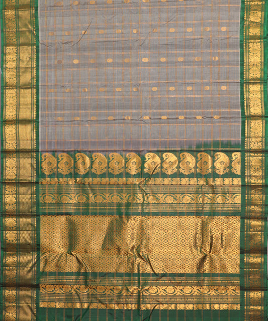 Fossil gray color Handloom Gadwal sico saree