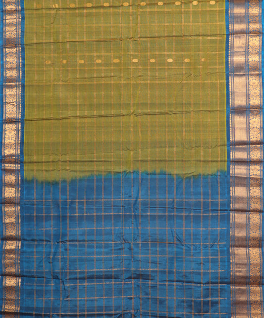 Olive green color Handloom Gadwal sico saree