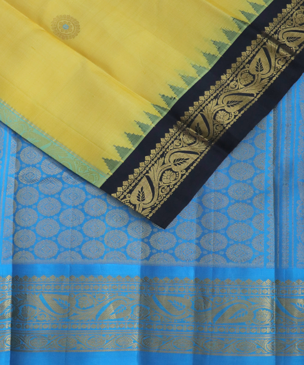 Laguna yellow color handloom Gadwal Silk saree