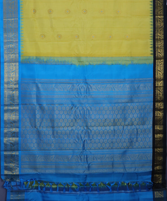 Laguna yellow color handloom Gadwal Silk saree