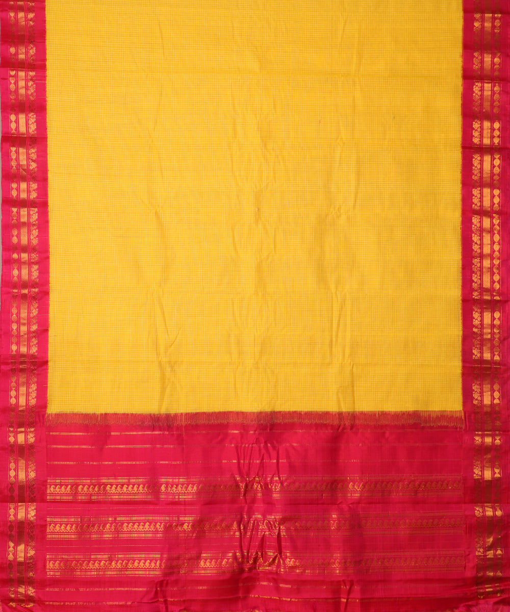 Cyber yellow color handloom Gadwal cotton saree