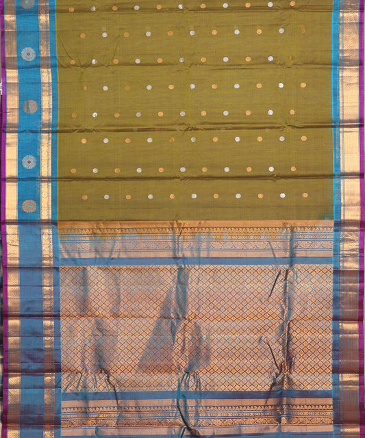 Army green color Handloom Gadwal sico saree
