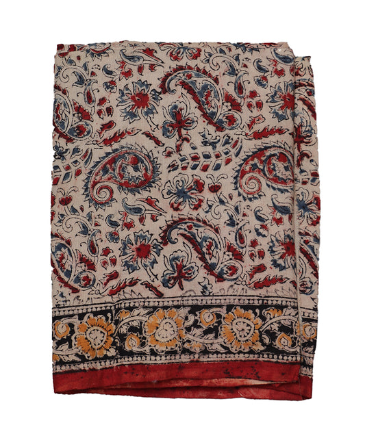 Beige handloom Kalamkari lungies