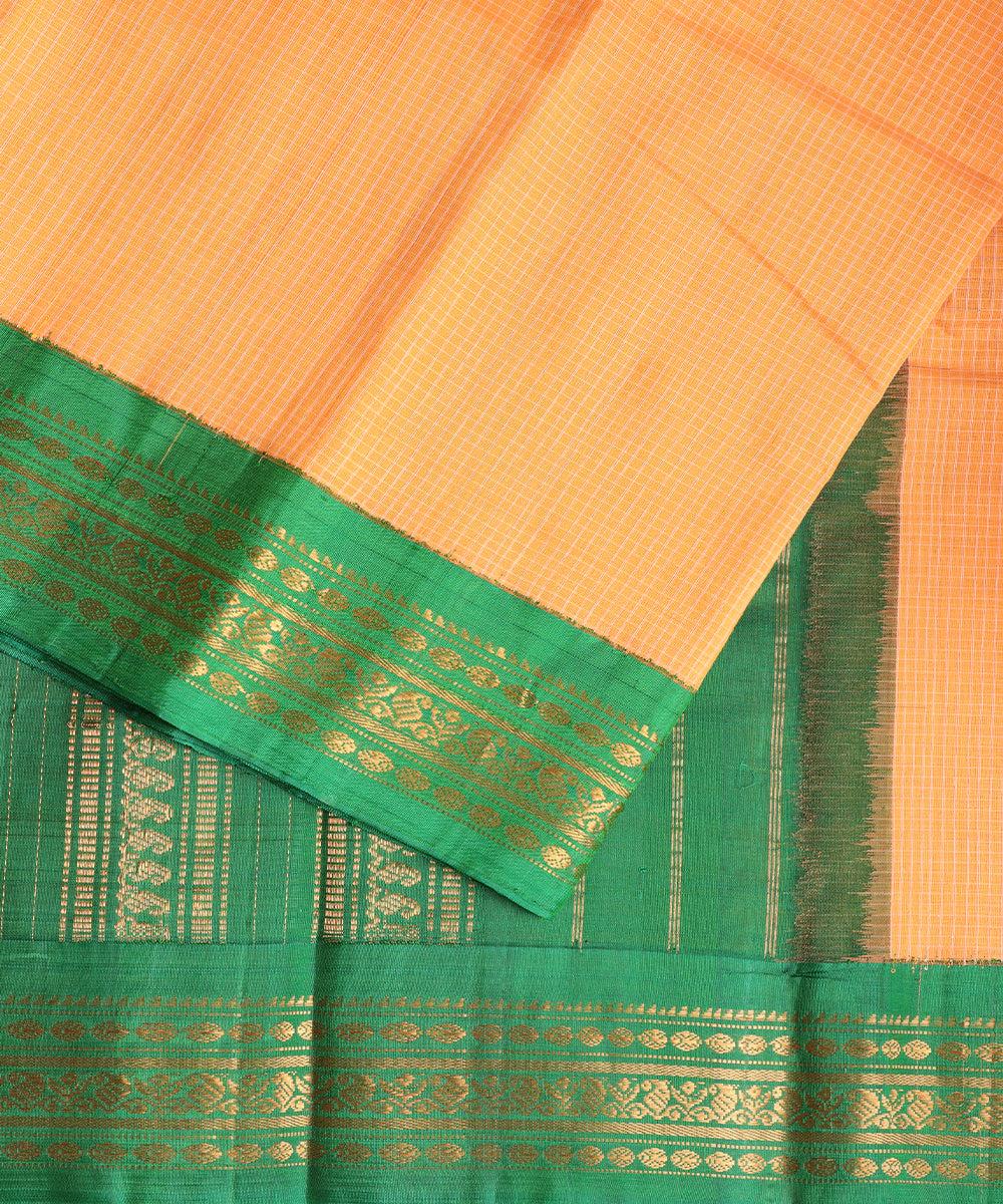 Tangerine orange color handloom Gadwal cotton saree