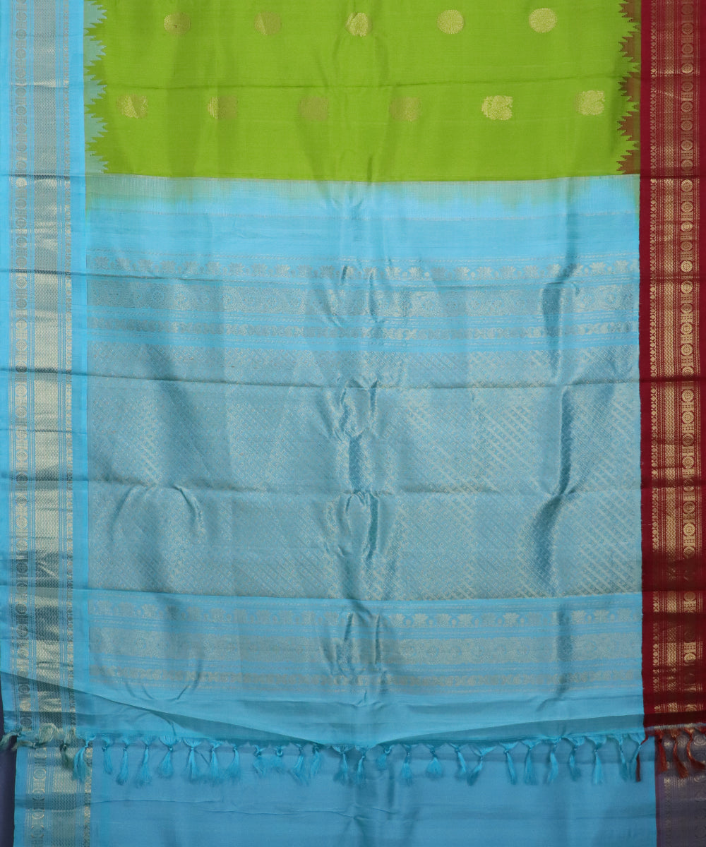 Parrot green color handloom Gadwal Silk saree