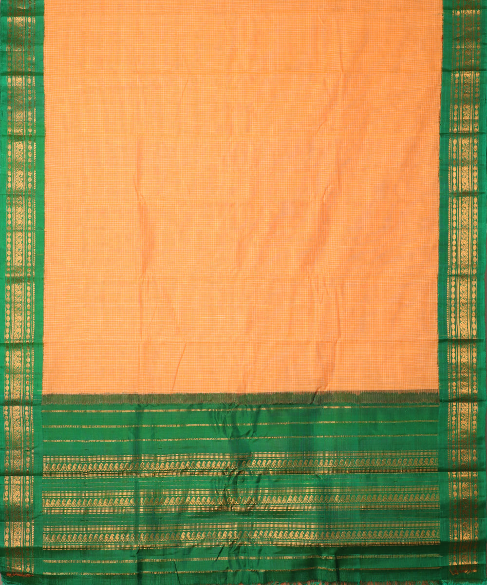 Tangerine orange color handloom Gadwal cotton saree