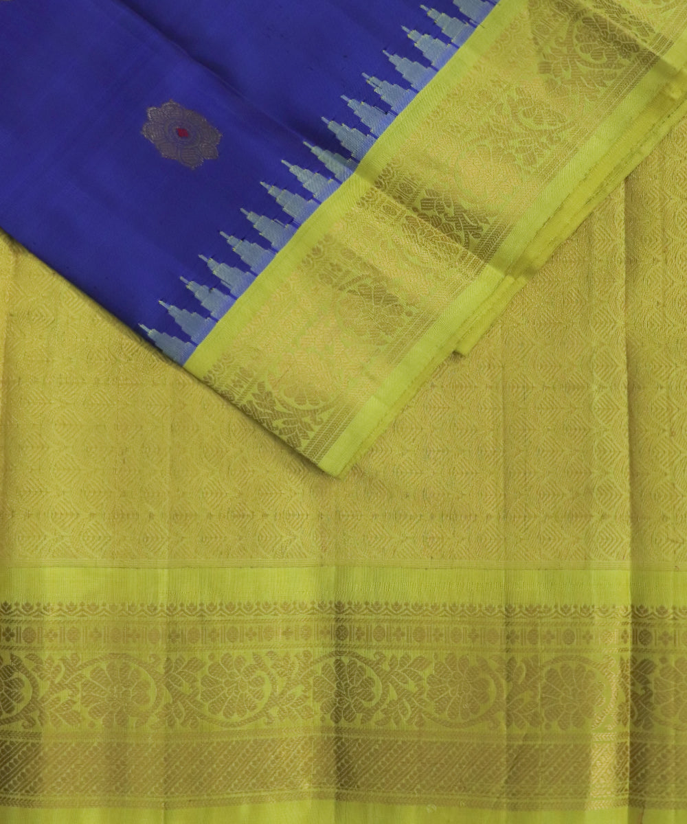 Navy blue color handloom Gadwal Silk saree