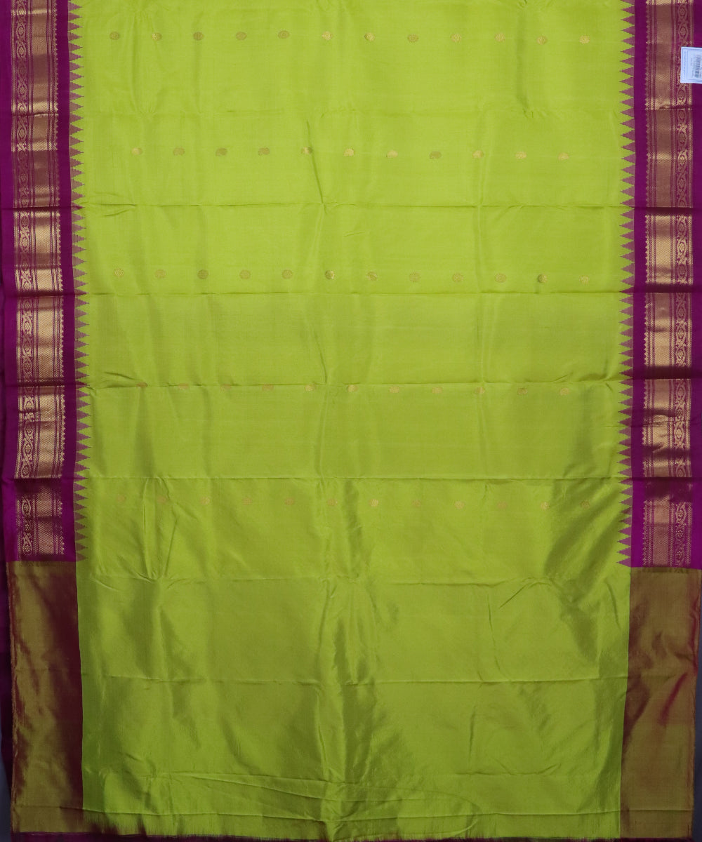 Lime green color handloom Gadwal Silk saree