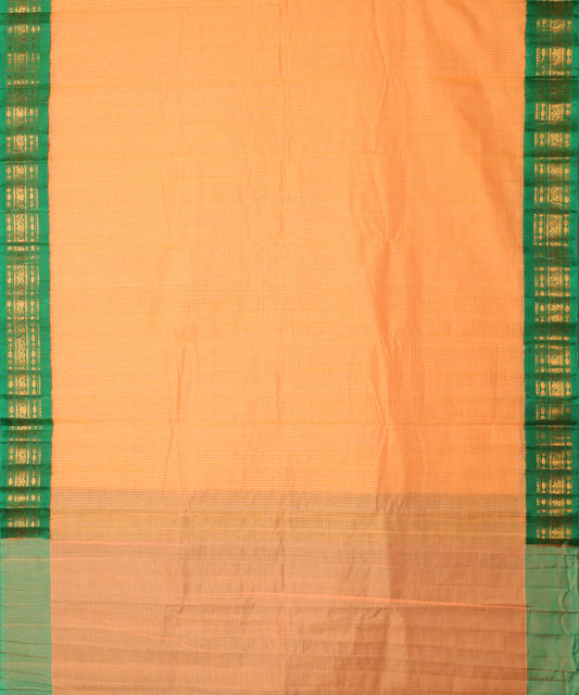 Pumpkin orange color handloom Gadwal cotton saree
