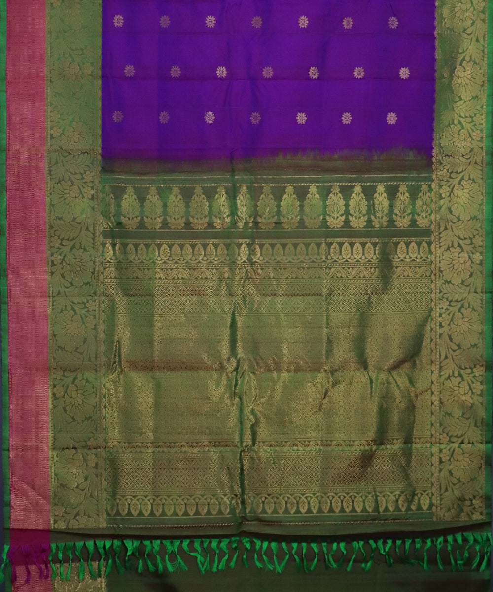 Grape violet color handloom Gadwal Silk saree