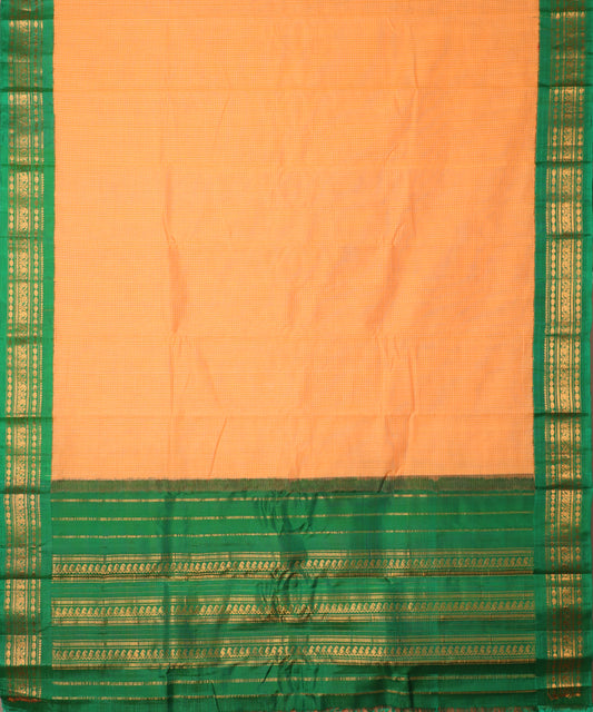 Pumpkin orange color handloom Gadwal cotton saree