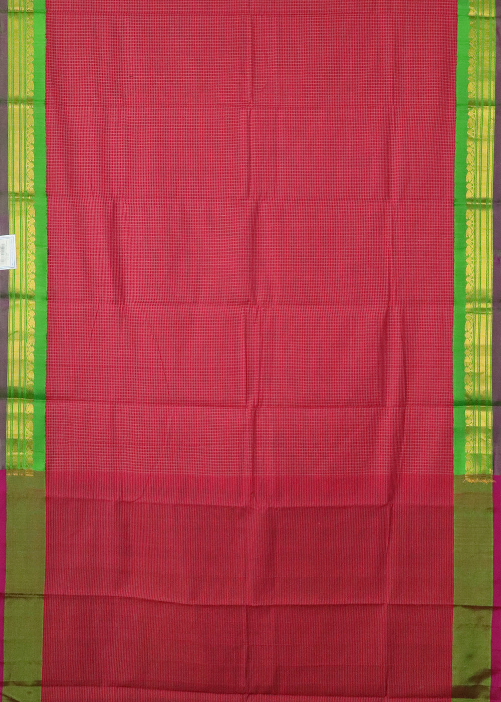 Burgundy red color Gadwal cotton saree