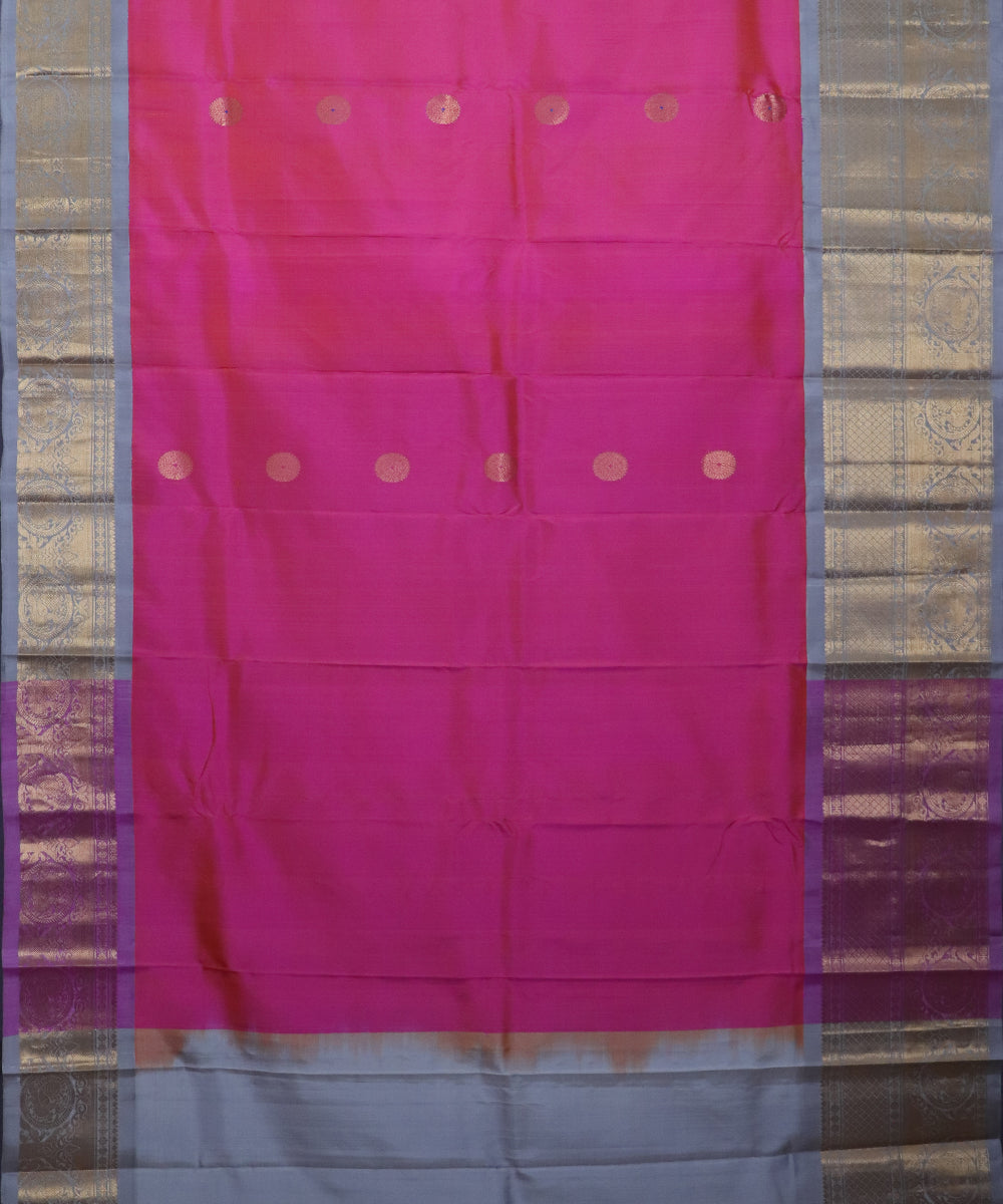 French pink color handloom Gadwal Silk saree