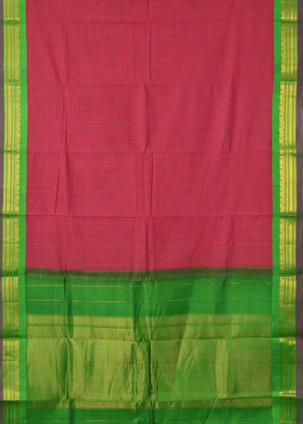 Burgundy red color Gadwal cotton saree