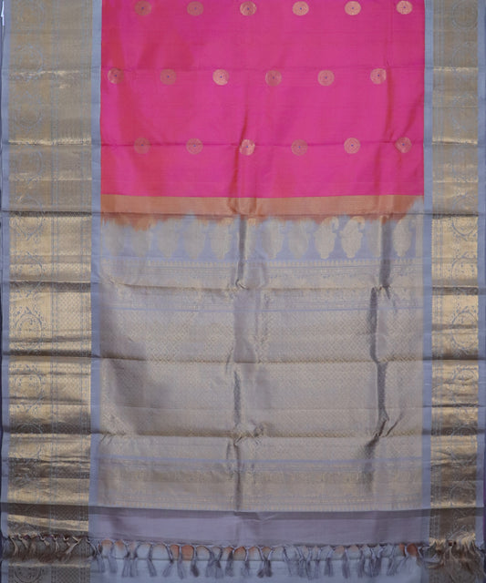 French pink color handloom Gadwal Silk saree