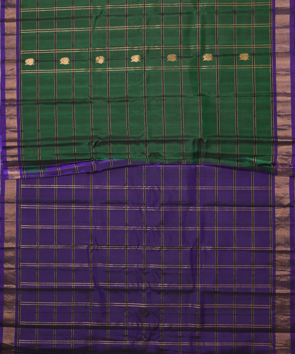 Forest green color handloom Gadwal Silk saree