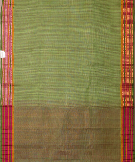 Army green color handloom Gadwal cotton saree
