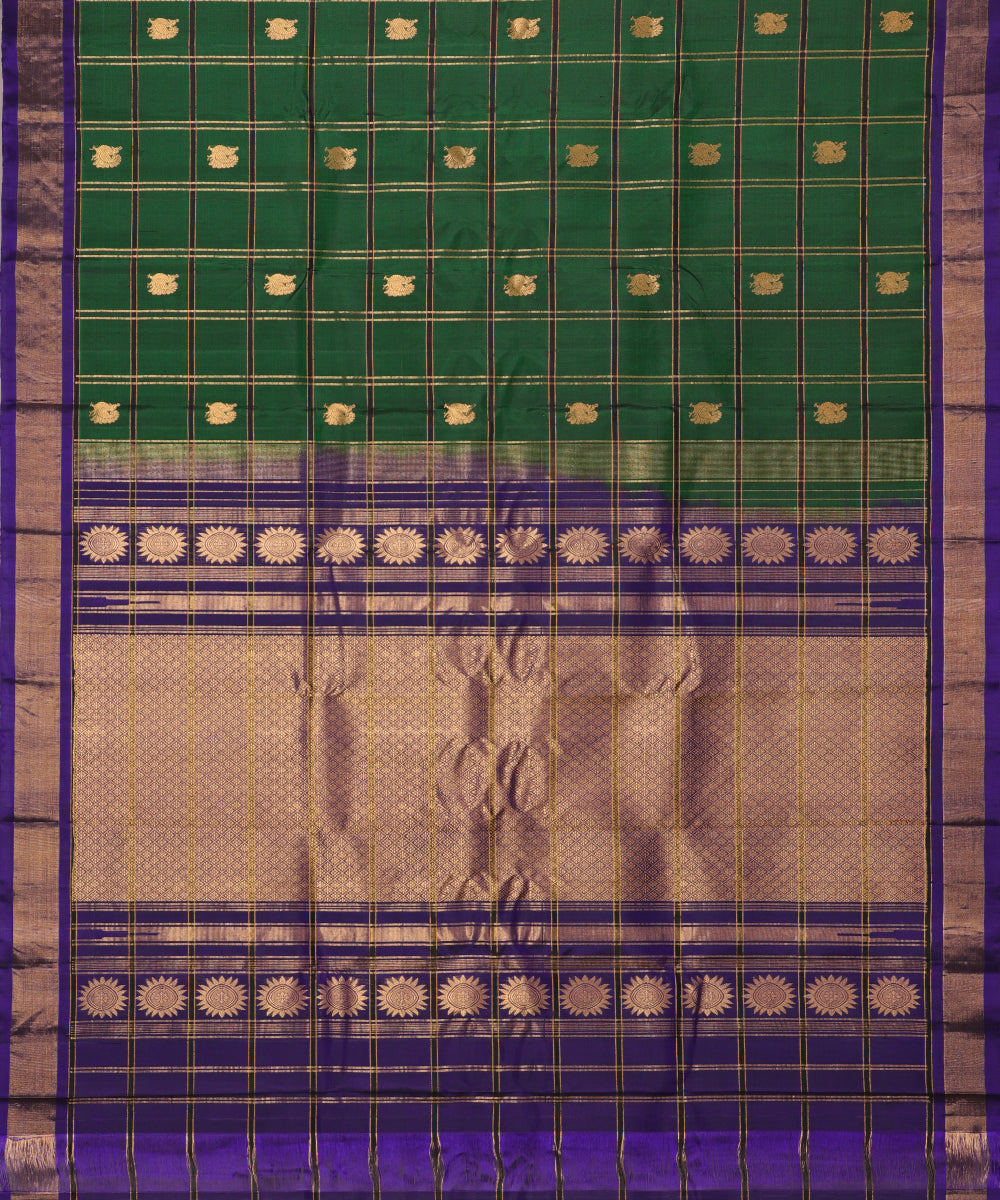 Forest green color handloom Gadwal Silk saree