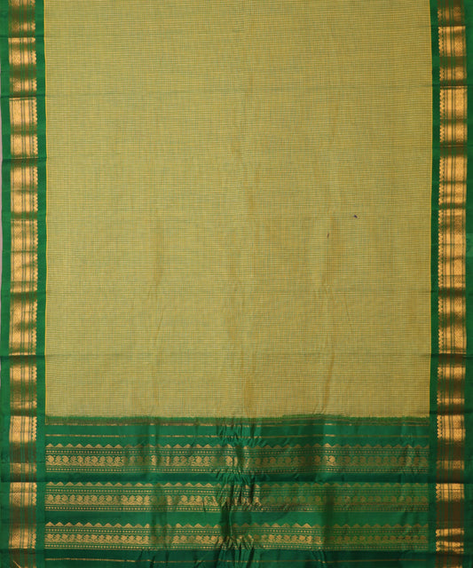 Olive green color handloom Gadwal cotton saree