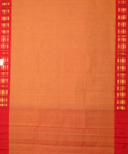Carrot orange color handloom Gadwal cotton saree