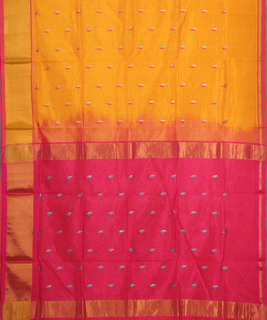 Fire orange color handloom venkatagiri sico saree