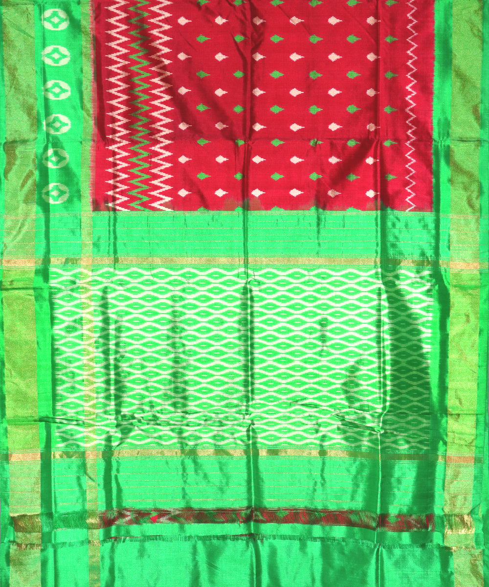 Burgundy red color handloom silk saree