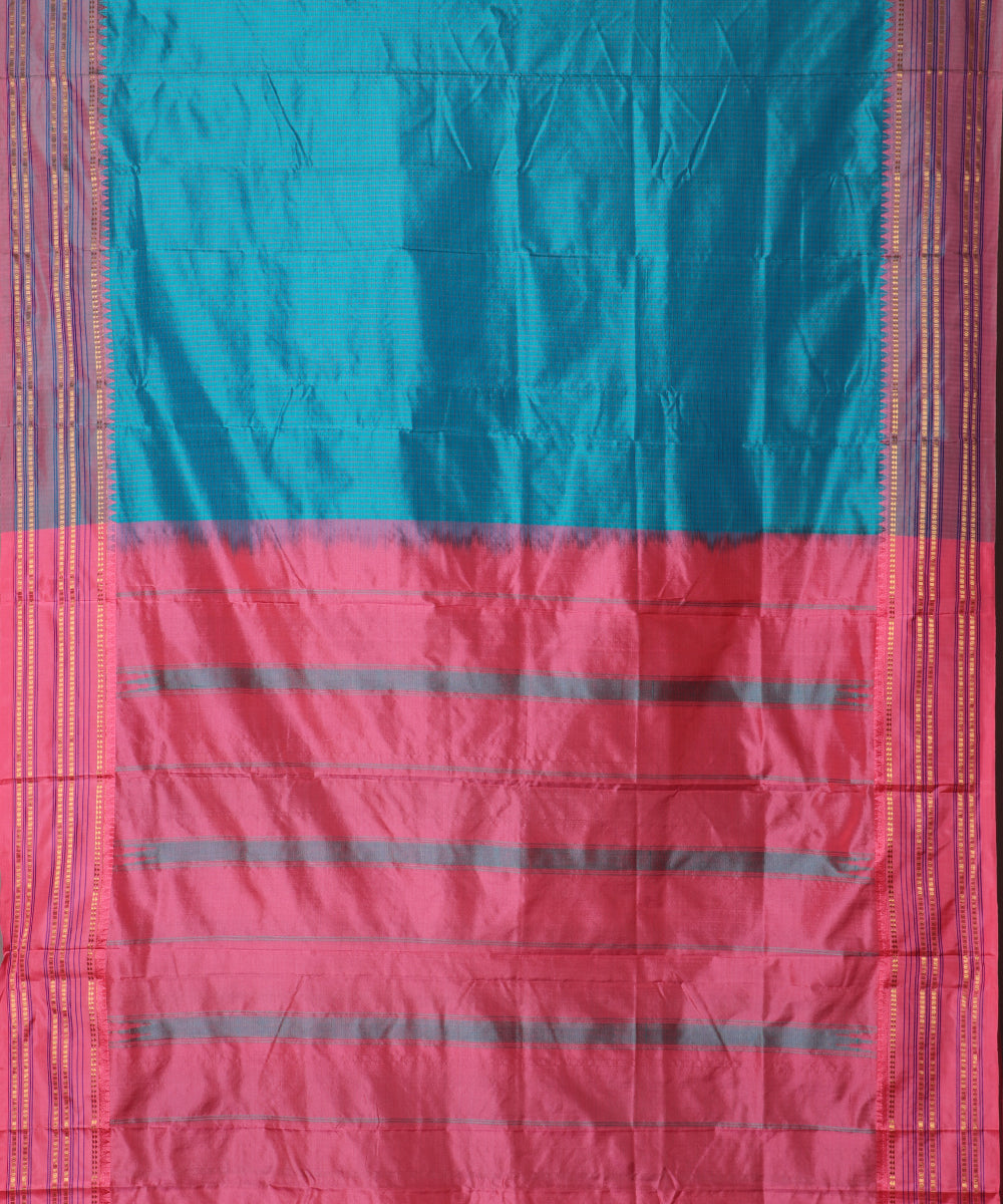 Olympic blue color striped handloom narayanpet silk saree