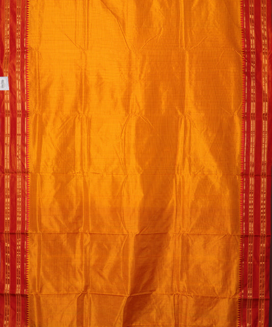 Pumpkin orange color striped handloom narayanpet silk saree