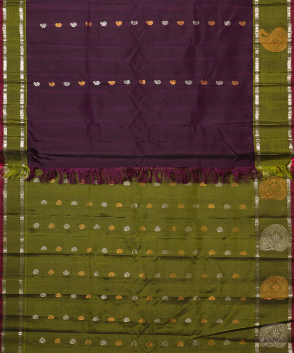 Eggplant violet color handloom Gadwal Silk saree