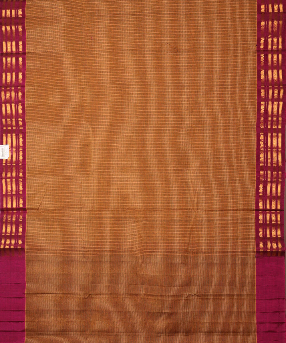 Rust brown color handloom Gadwal cotton saree