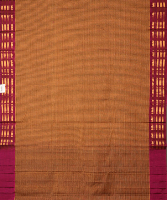 Rust brown color handloom Gadwal cotton saree