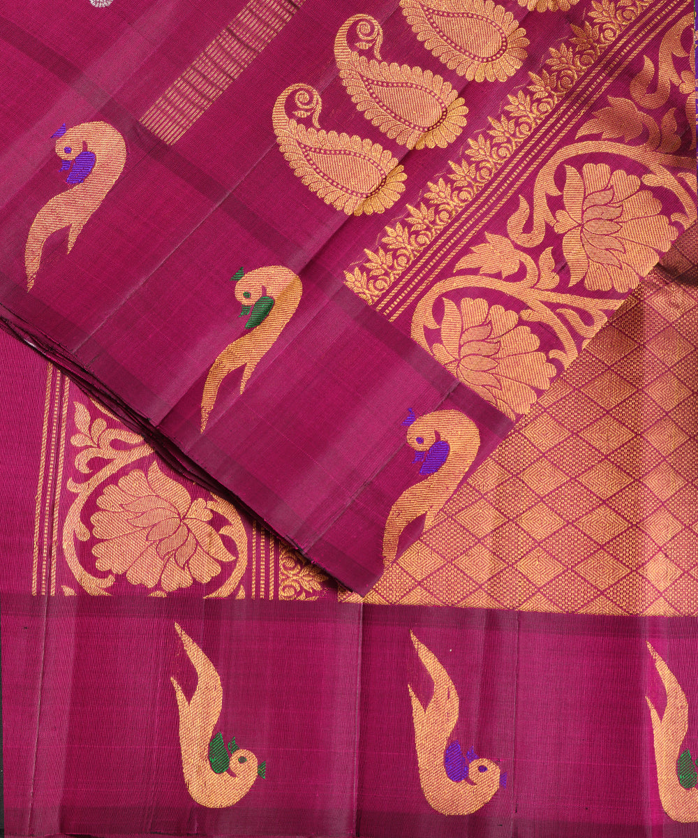 Byzantine violet color handloom Gadwal Silk saree