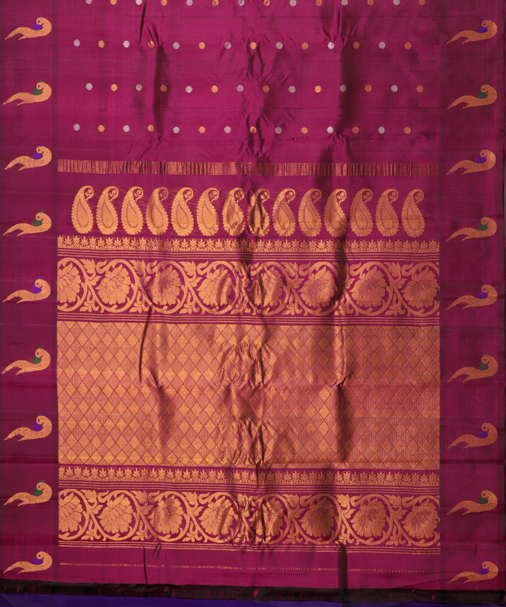 Byzantine violet color handloom Gadwal Silk saree