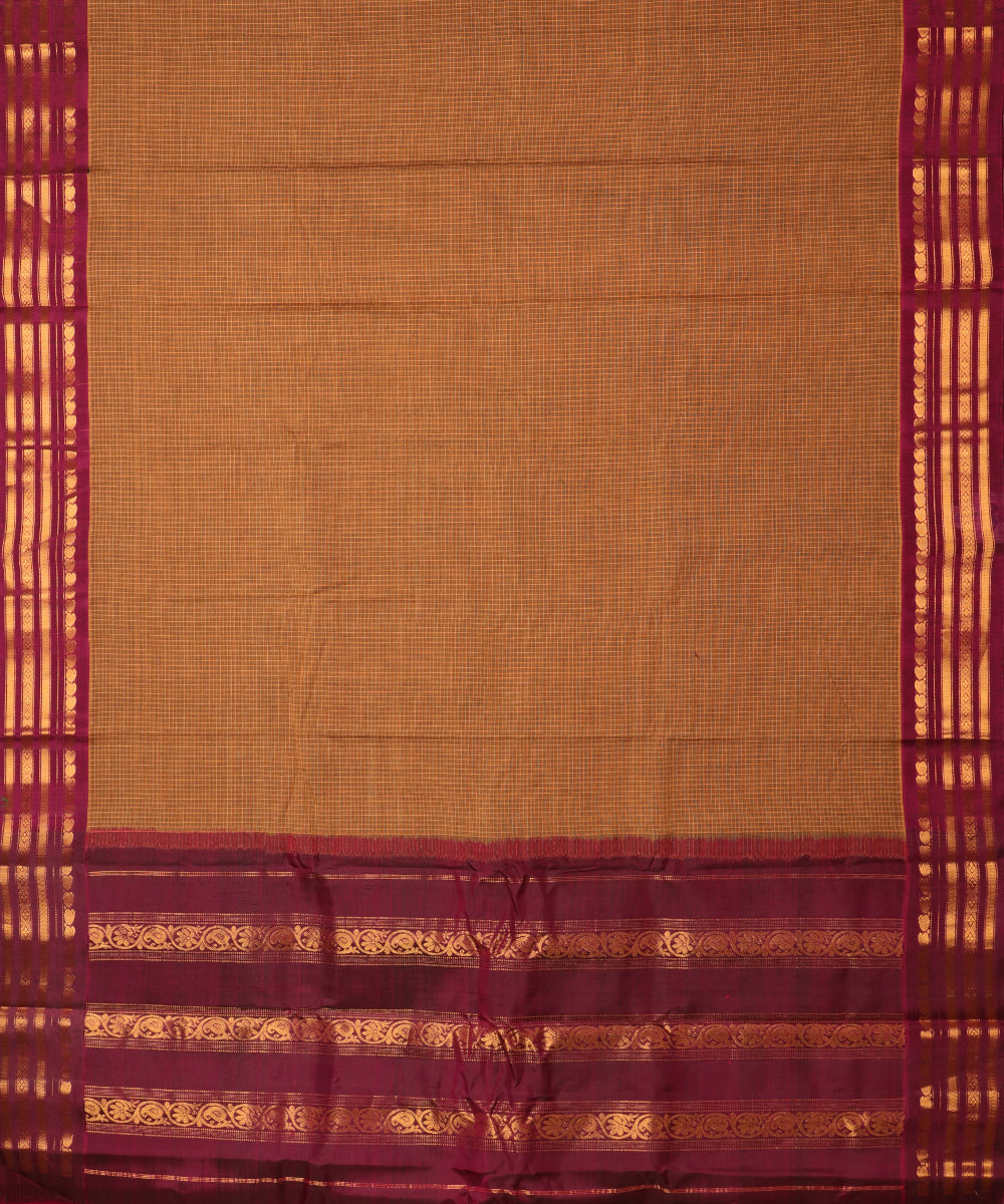 Rust brown color handloom Gadwal cotton saree