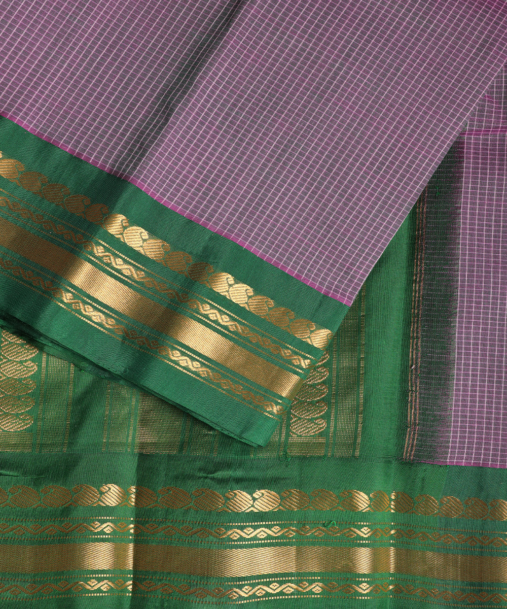 Mauve violet color handloom Gadwal cotton saree