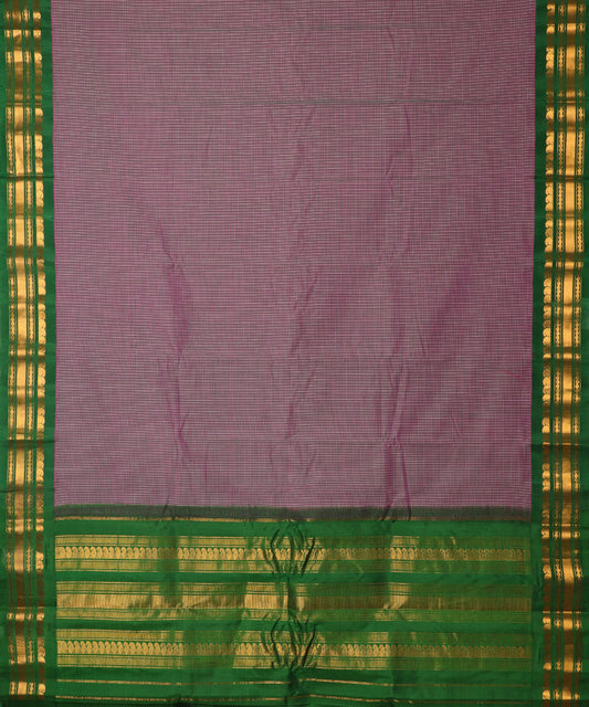 Mauve violet color handloom Gadwal cotton saree