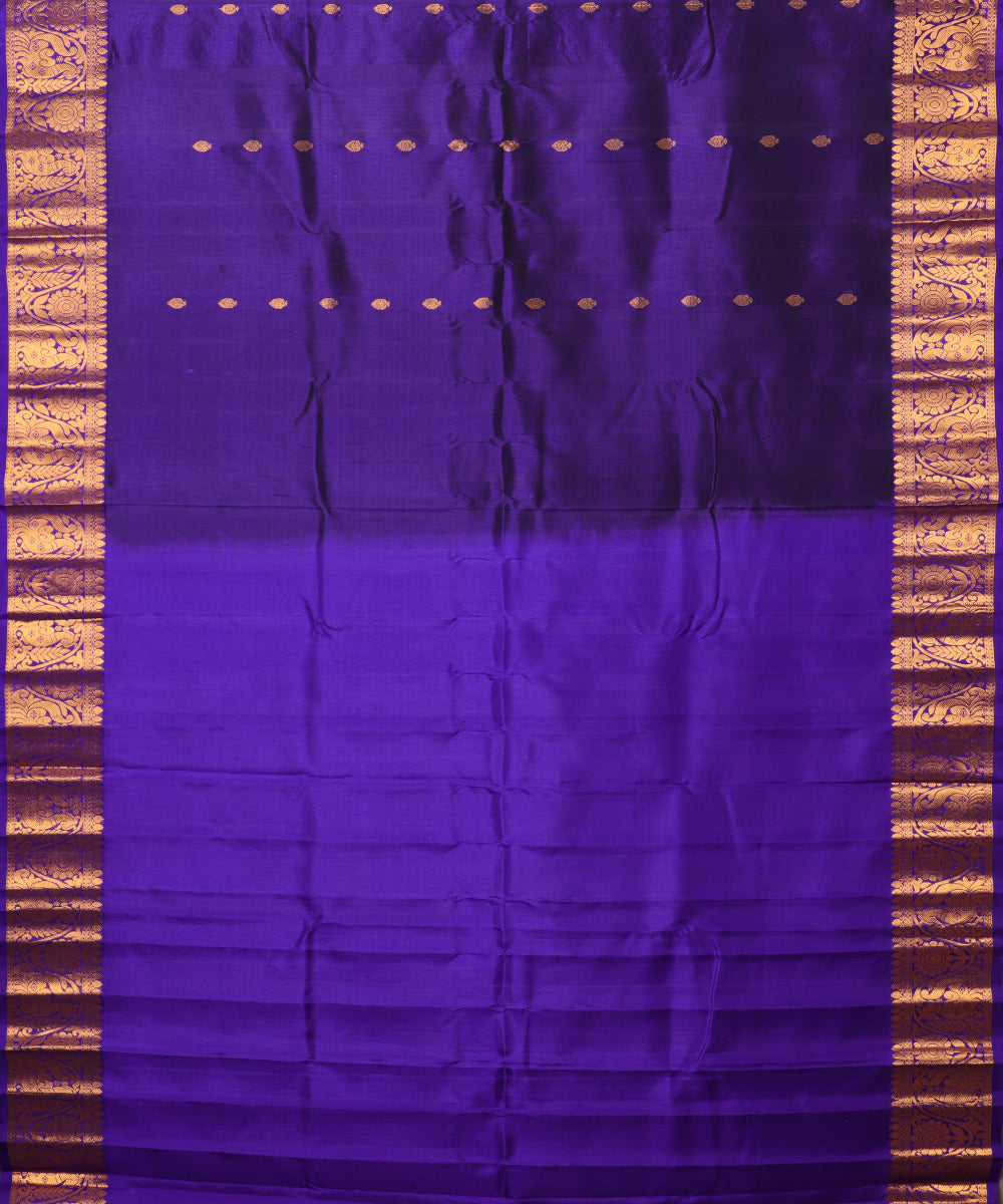 Navy blue color handloom Gadwal Silk saree
