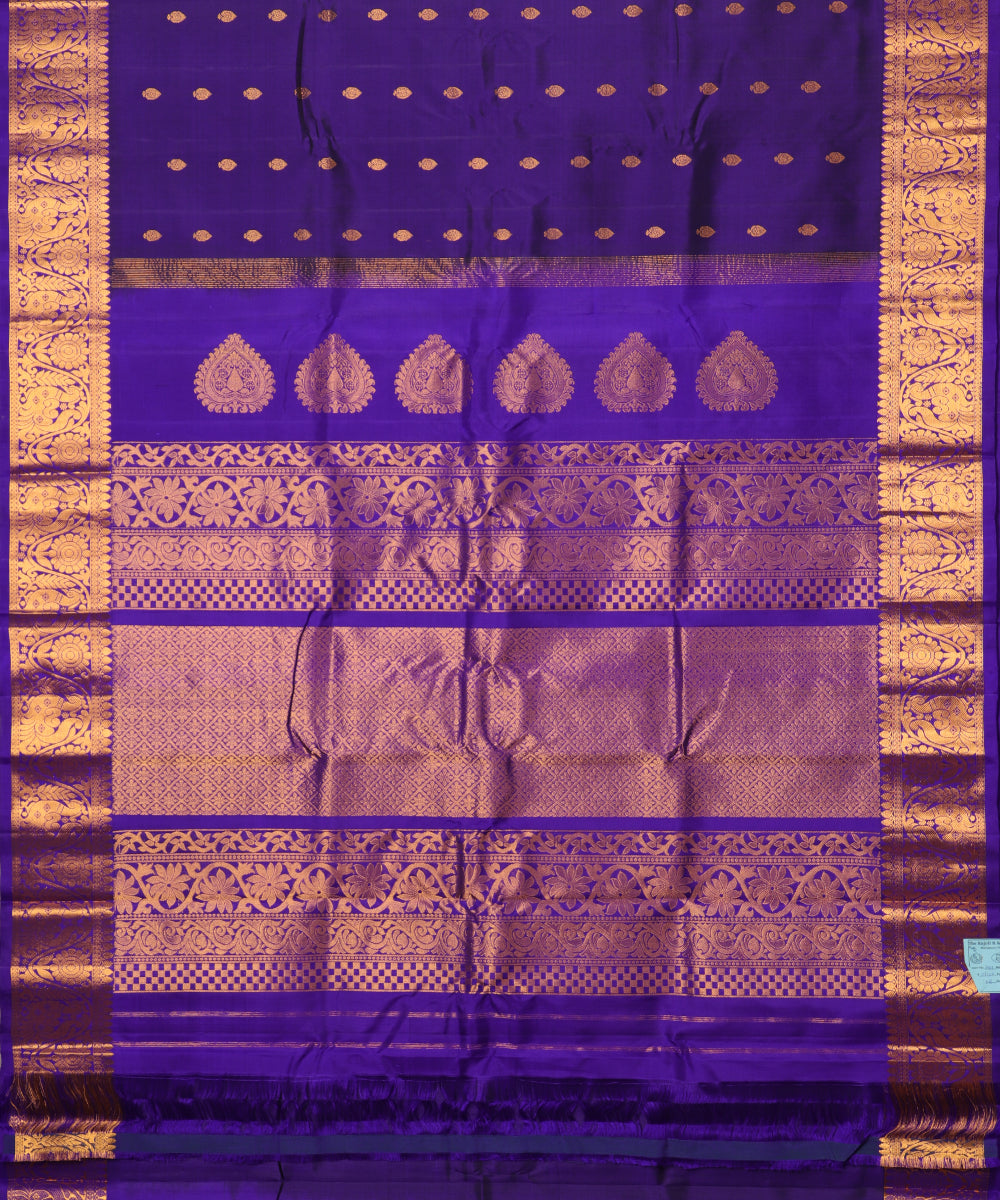 Navy blue color handloom Gadwal Silk saree