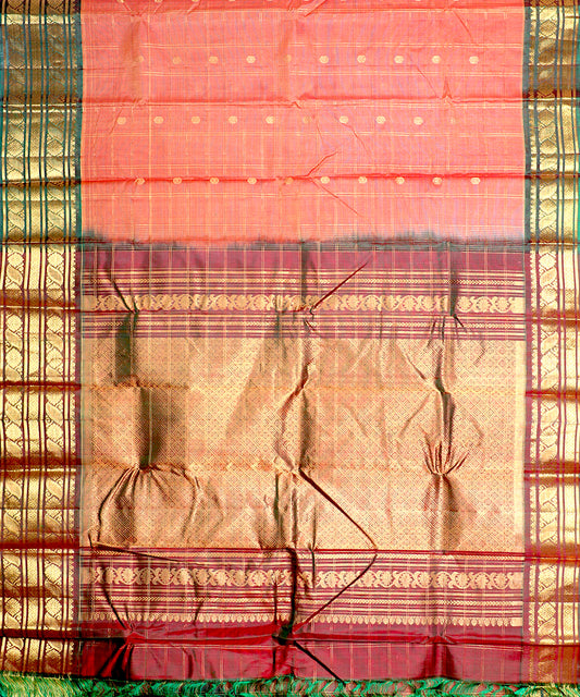 Multi-shade Handloom Gadwal sico saree