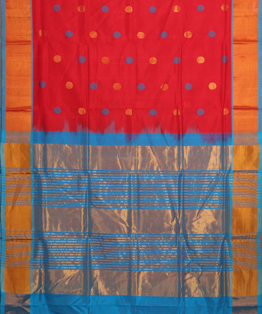 Red color handloom venkatagiri sico saree