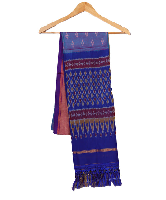 Sapphire blue shade handloom ikat sico dupattas