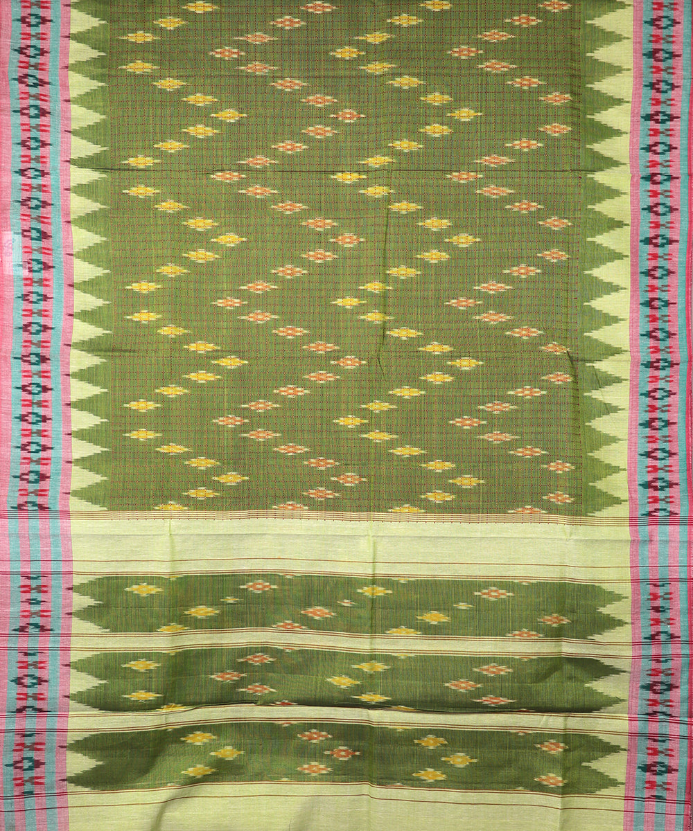Olive green color pochampally mercerised muthyampet cotton saree