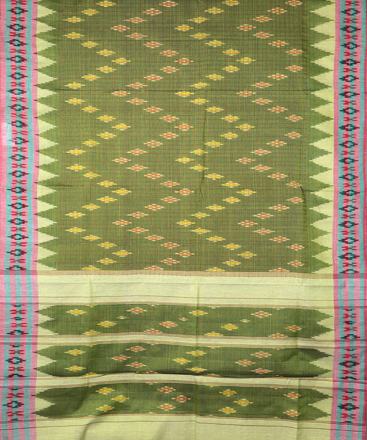 Olive green color pochampally mercerised muthyampet cotton saree