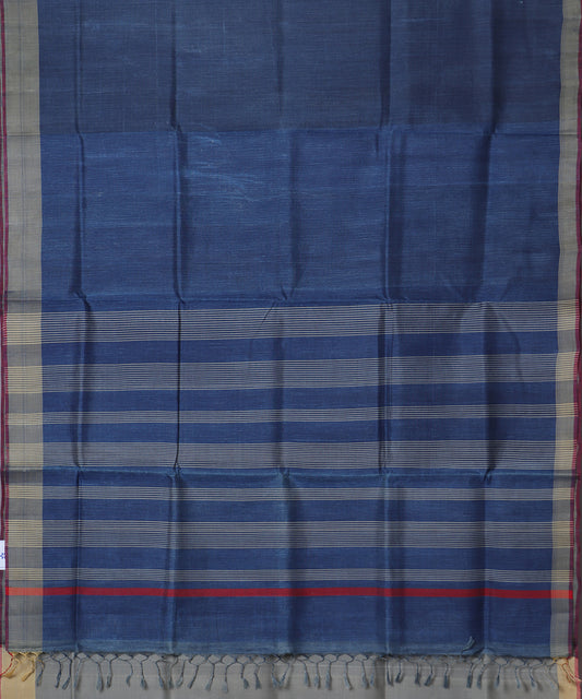 Space blue color handloom tussar silk saree