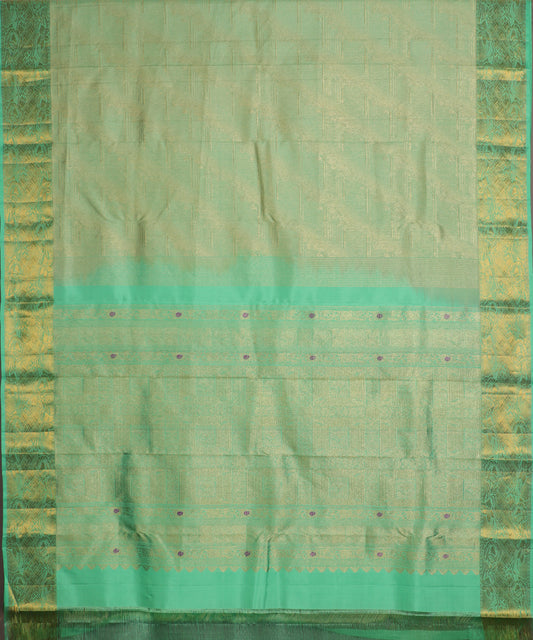 Emerald green color handloom trilinga silk saree