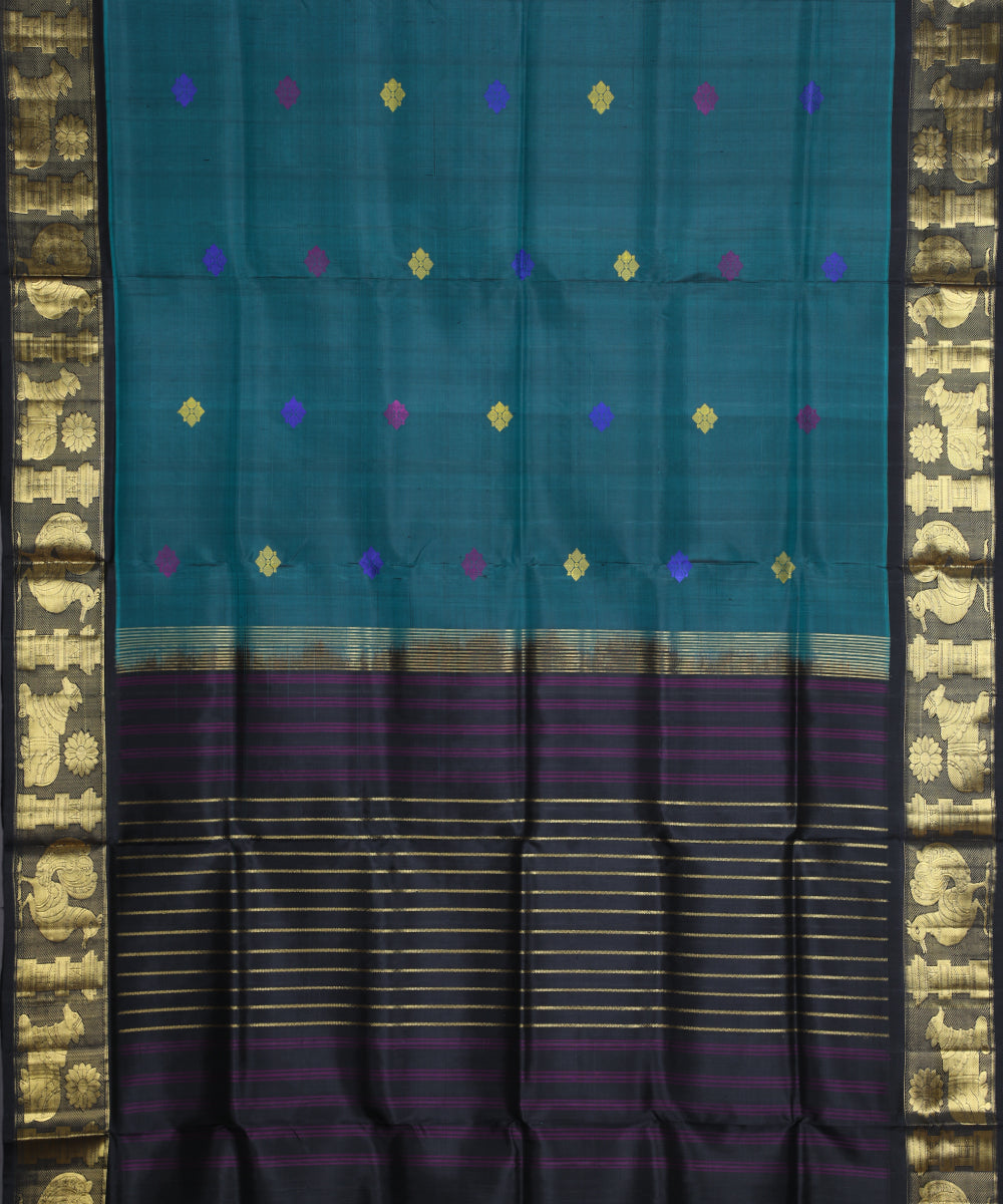 Pine green handloom ramappa silk saree