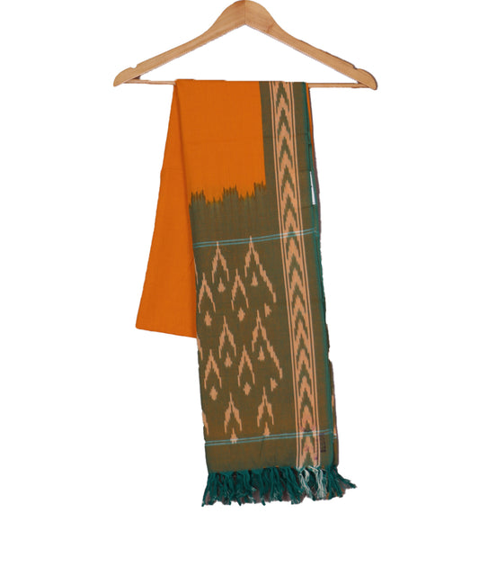 Apricot orange color handloom cotton dupatta